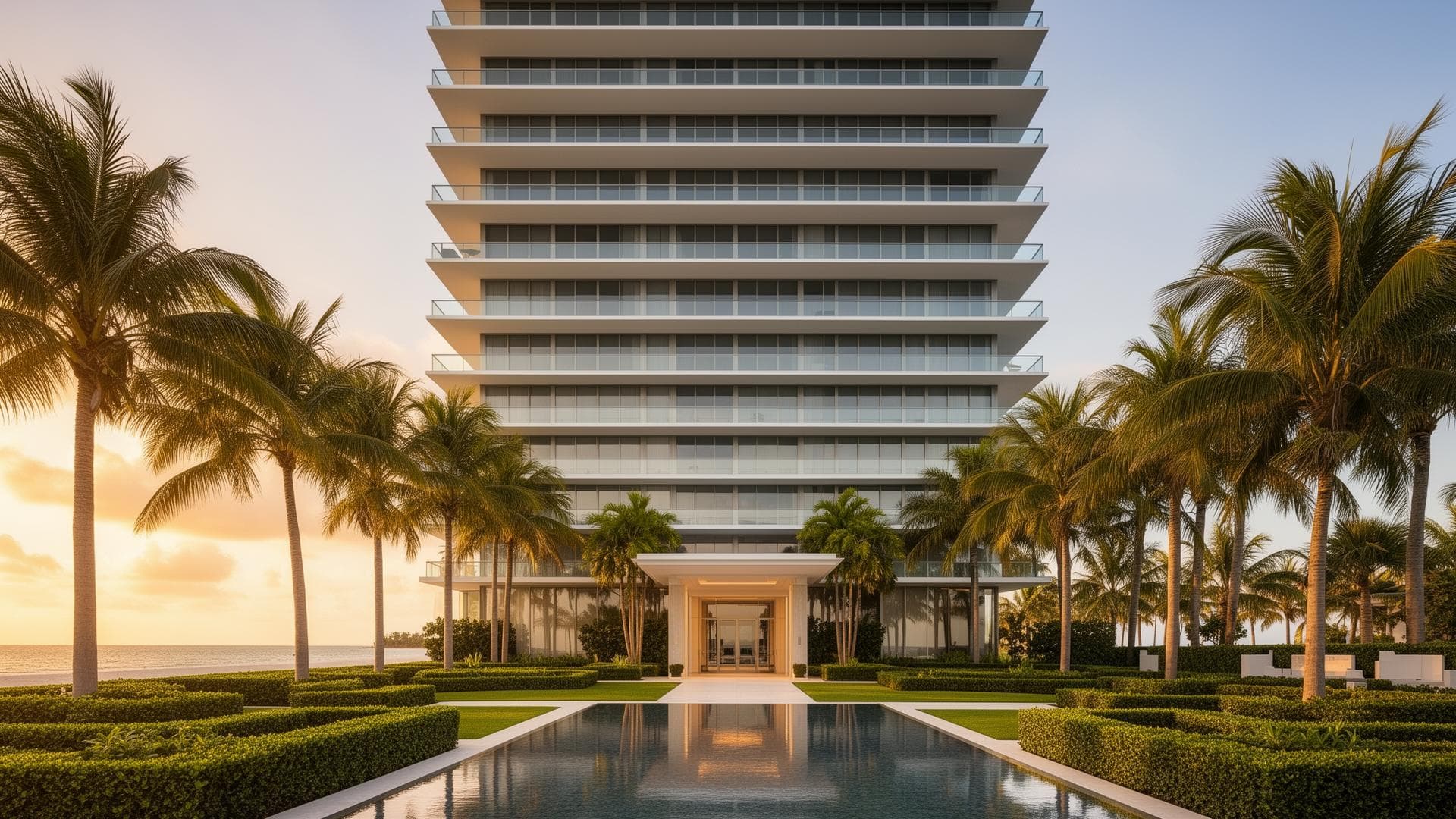 Oceana Bal Harbour luxury oceanfront condominium towers overlooking the Atlantic Ocean at 10201 and 10203 Collins Ave, Bal Harbour